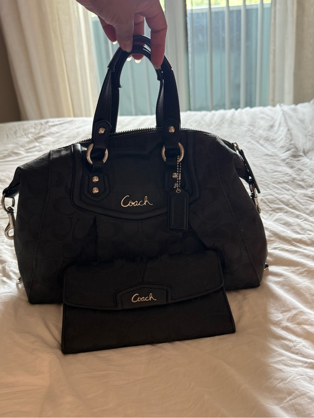 Coach Black Satchel with Matching Wallet